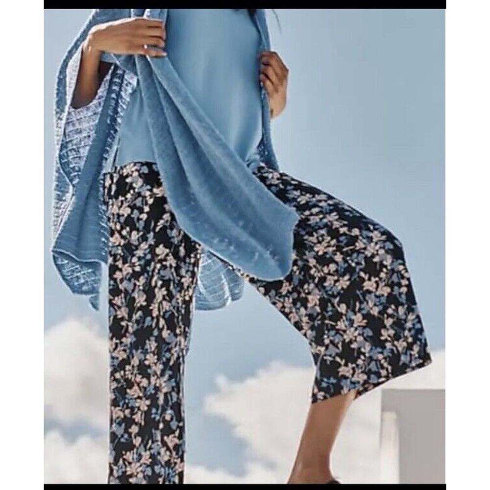 J.Jill Wearever Double-Face Jersey Crop Pants black floral $89 Sz Med Petite